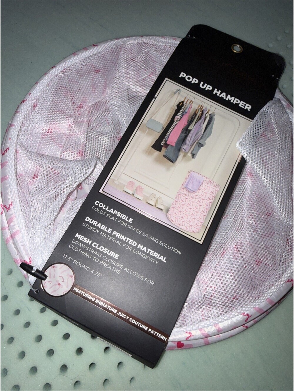 JUICY COUTURE POP UP HAMPER JUICY COUTURE Pink Hearts And Bows Laundry - Picture 5 of 6